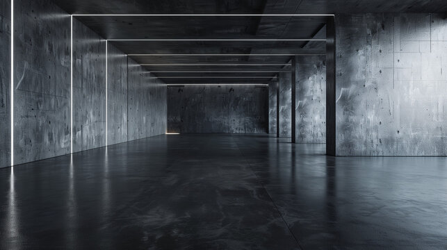 empty concrete room with dramatic lighting