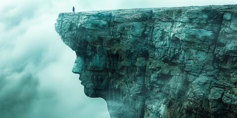 Edge of perception: human on a cliff face