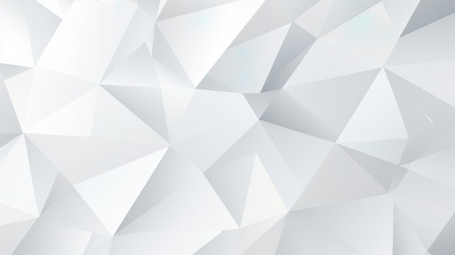 An artistic blend of 3D white triangles creating a serene, abstract, geometric texture signifying cleanliness and calm