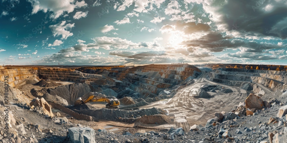 Poster an expansive pit filled with soil, suitable for construction projects