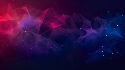 This stunning digital art piece showcases a dynamic network of purple and blue polygons