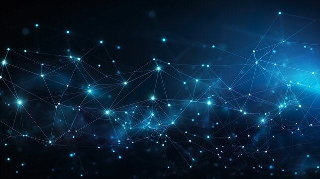 Intricate lines and dots creating a glowing abstract network on a dark background, symbolizing connectivity and advanced digital technology