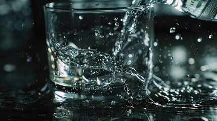 Water pouring out of a glass, suitable for various concepts