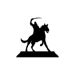 Silhouette horseman logo design vector