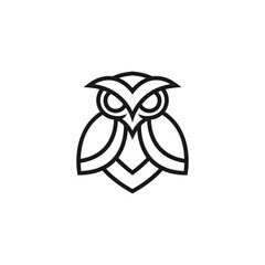 Line art owl logo design vector