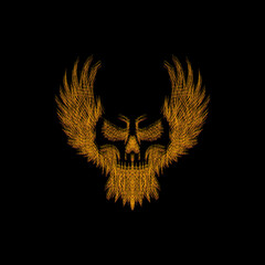  Hand Drawn Sketch skull wing design vector