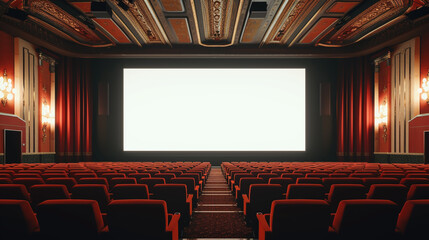Fototapeta premium Cinema theater empty room with big screen