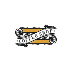 Retro Vintage Coffee Shop Logo with Lettering Coffee Shop Label 