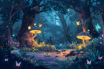 illustration of a whimsical fairy forest