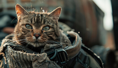 the focus of a safety equipped search cat, their gear a testament to their role as silent heroes in times of need