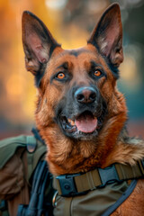 A trained rescue dog, honed through rigorous training, ready to spring into action at a moment's notice.