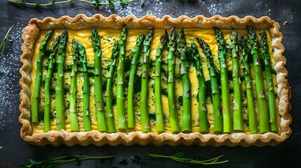 Spring Harvest Feast: Rustic French Asparagus Delight with Copy Space