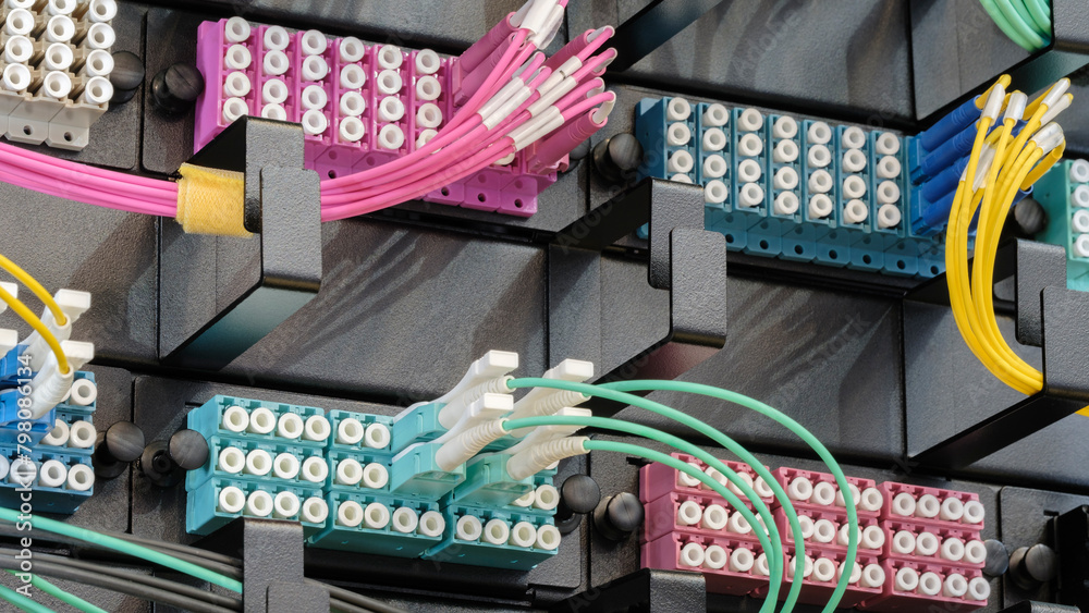 Aufkleber telecommunication internet equipment with wires and communication blocks. telecommunication technolo