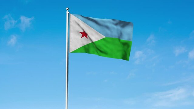 High detailed flag of Djibouti. National Djibouti flag. Africa. 3D Render.