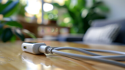 Lightning Cable A Lightning cable plugged into an iPhone and a charging adapter, providing a...