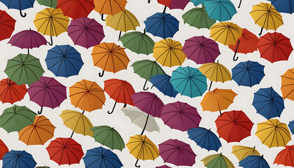 Fototapeta na wymiar Seamless pattern background of Colorful Rainbow Umbrellas ,abstract umbrellas pattern wallpaper style, illustration, white