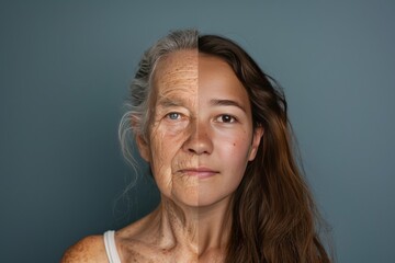 Visual portrayal of elderly processes in aging skincare solution scenes show generational shifts and the stark contrasts of aging progression.