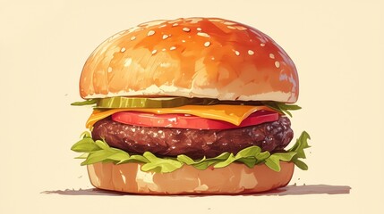 Indulge in a mouthwatering juicy hamburger for a quick and satisfying fast food lunch or a delightful addition to your outdoor picnic spread This classic junk food sandwich featuring savory