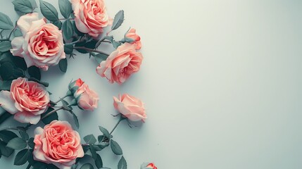 A beautiful close up shot featuring vibrant pink roses set against a clean white backdrop - obrazy, fototapety, plakaty