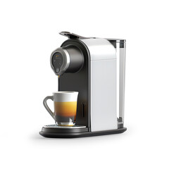 Single-serve coffee machine isolated on a transparent background 
