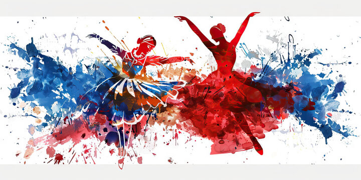 Russian Flag with a Matryoshka Doll Painter and a Ballet Dancer - Imagine the Russian flag with a Matryoshka doll painter representing Russian folk art and a ballet dancer