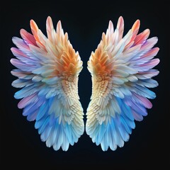 Fantasy Angel Wings in Pastel Hues: Ethereal and Vibrant Digital Art