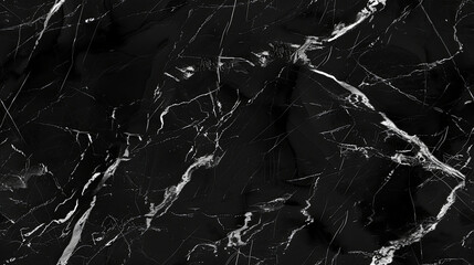 Seamless tileable black marble background texture wallpaper. Generative AI