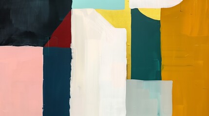 Abstract Artistic Balance: Color Blocking with Textured Elements in Pastel and Bold Tones