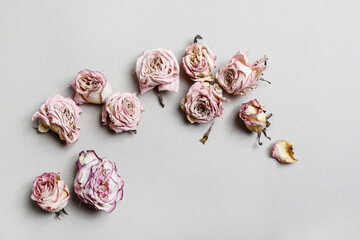 Floral background with dried roses.