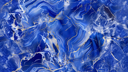 Seamless tileable blue marble background texture wallpaper. Generative AI