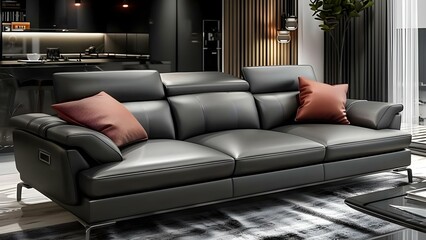 Modern luxury sofa in elegant living room setting with contemporary design aesthetic. Concept Luxury Furniture, Elegant Interior Design, Modern Living Room, Contemporary Style, Home Decor