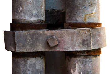 old pipe joint steel metal rusty on transparent background high resolution