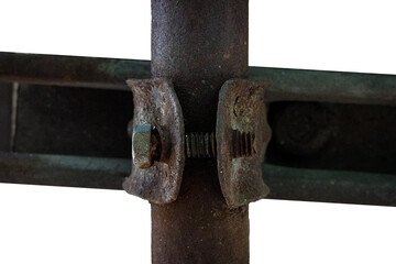 old pipe joint steel metal rusty on transparent background high resolution