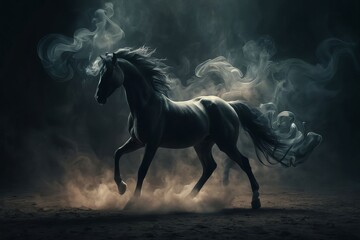 horse in the night content created with generative AI software.