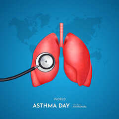 World Asthma Day Social Media Post - obrazy, fototapety, plakaty