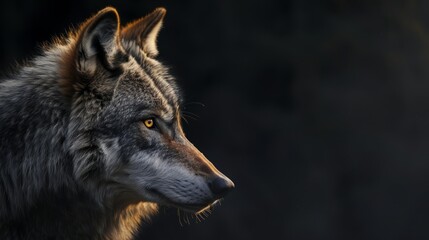 Grey wolf, canis lupus, roaming majestic wilderness habita