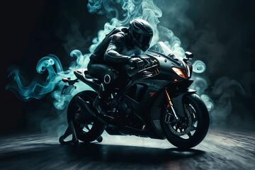 biker on the motorcycle content created with generative AI software.