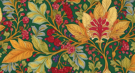 Multicolored floral patterns in traditional Central Asian, Ottoman, Turkish motifs