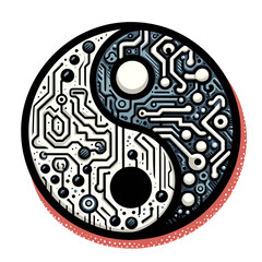 high tech yin yang symbol