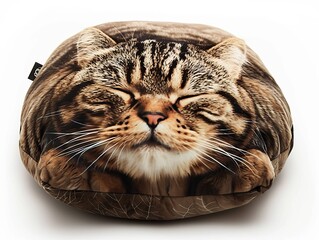  A massive, soft pillow featuring a high-resolution image of a beloved cat's face, a cozy touch to their living room