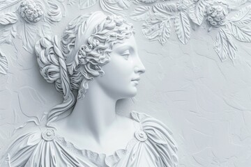 Fototapeta premium Roman lady white sculpture nature.