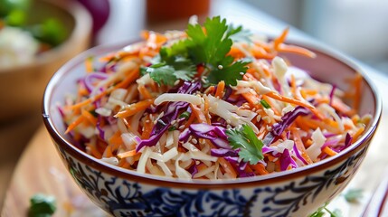 Colorful Coleslaw with Purple Cabbage and Carrots, Vegan Salad