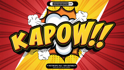 Kapow 3d editable vector text style effect with comic sound effect background