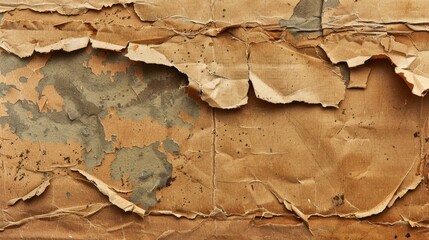 abstract, old texture, background, Cardboard texture with distressed edges and torn spots, featuring detailed cardboard patterns for design or background.