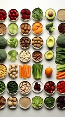 b'An assortment of healthy foods, including fruits, vegetables, and grains'