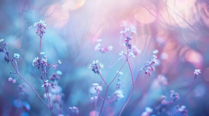 Soft pastel tones of blue and purple blend together in the defocused backdrop adding a sense of ethereal tranquility to the scene. .