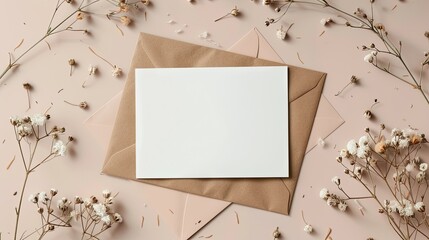 Elevate your special occasion with our versatile mockup featuring a blank greeting card invitation and envelope ensemble Perfect for commemorating Mother s Day Women s Day birthdays wedding
