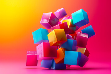 Fototapeta premium Abstract 3d geometric shapes floating on gradient background