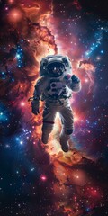 b'An astronaut in a spacesuit floating in the vastness of space'