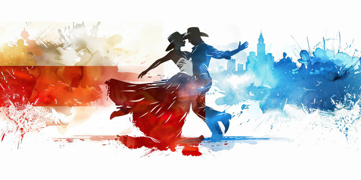 Argentinean Flag with a Tango Dancer and a Gaucho - Picture the Argentinean flag with a tango dancer representing Argentinean dance and a gaucho